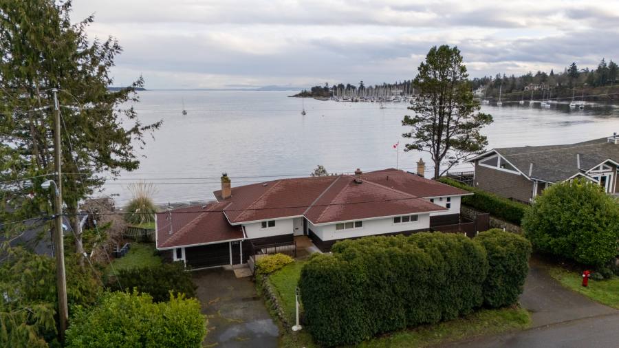 East across Cadboro Bay toward the marina